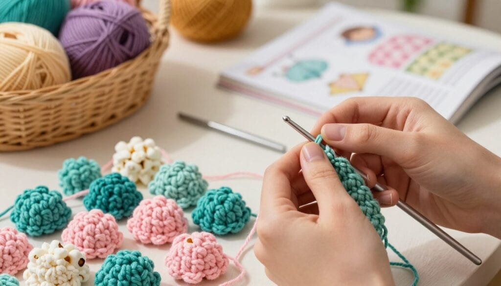 popcorn stitch crochet step by step