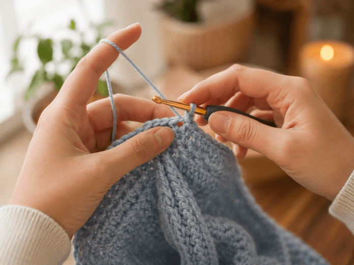 how to hold crochet yarn