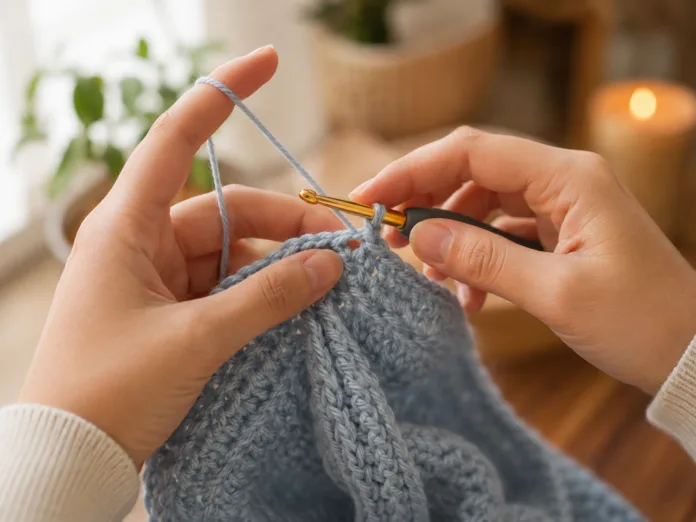 how to hold crochet yarn